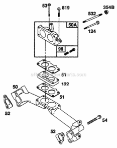 Intake_Manifold Diagram and Parts List for 1191-0  Briggs and Stratton Generator